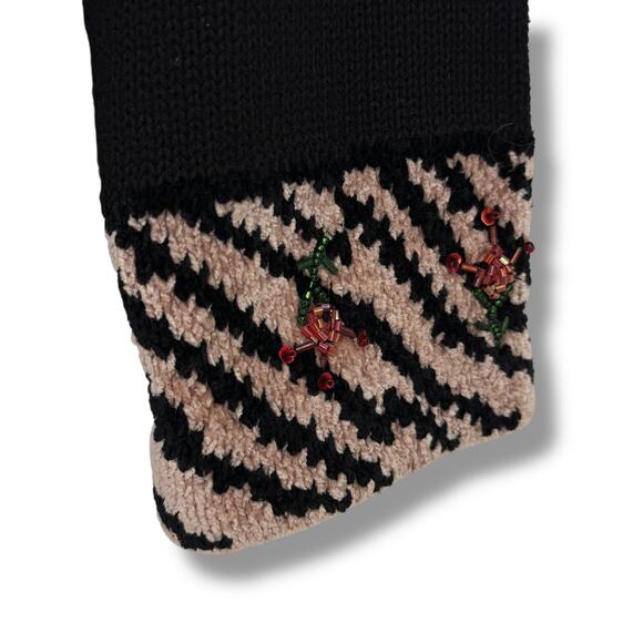 Jack B Quick Floral Beaded Cardigan Sweater Size Petite Small Animal Print Trim - Picture 4 of 8